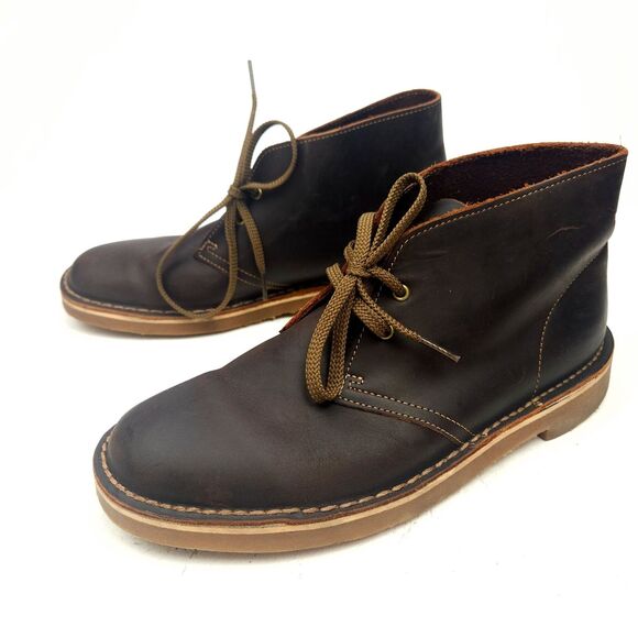 Clarks Bushacre 2 Desert Boots Mens 8 M Dark Brown Leather Chukka Lace-Up Casual